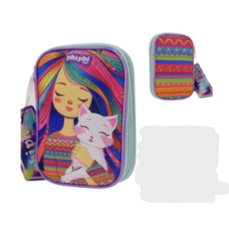 Cartuchera Mandala Girl 1 piso 20x15 cm