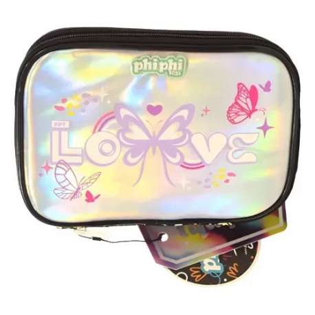 Cartuchera Mariposas Negra 1 cierre 20x15 cm