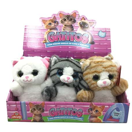 Peluche Gato 20 cm en Caja Exhibidora x 6